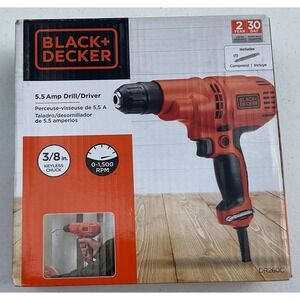 Black and Decker 5.5 Amp Corded Drill Driver 3/8 Inch Keyless Chuck DR260C New